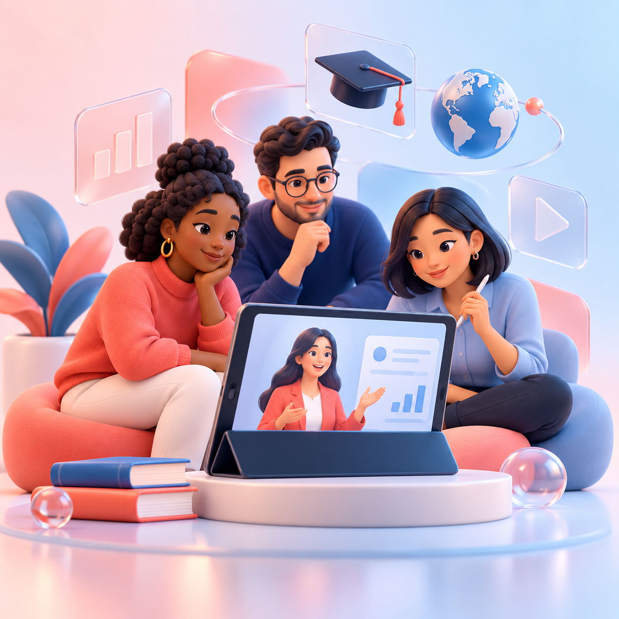 Illustrated webinar audience