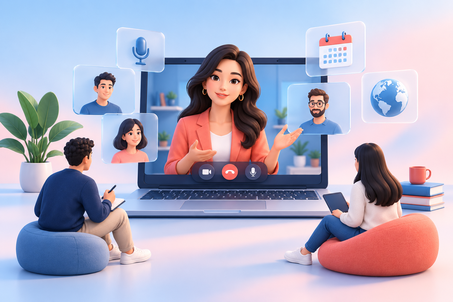Webinar presenter connecting with an online audience